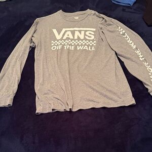 Vans Gray Long Sleeve Logo Shirt with White Graphic